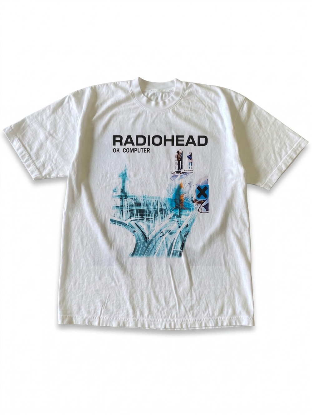 Radiohead OK Computer Album Cover Art White Band T-Shirt